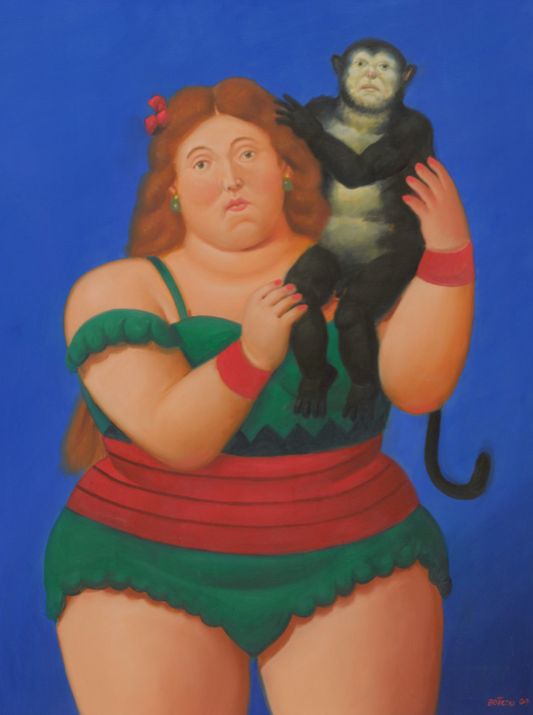 CIRCUS PERFORMER AND MONKEY